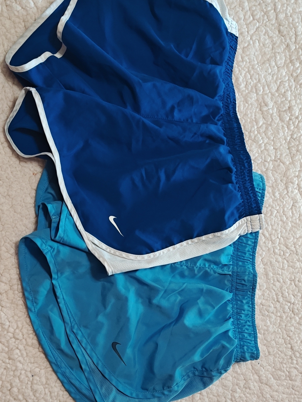 Nike Women's Blue and Teal Athletic Running Shorts - Twin Set